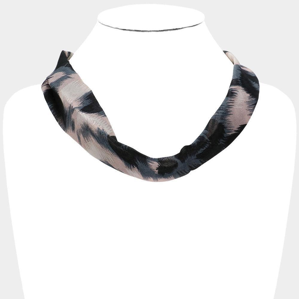 White Patterned Fabric Chiffon Necklace - Jewelry Store by Erik Rayo