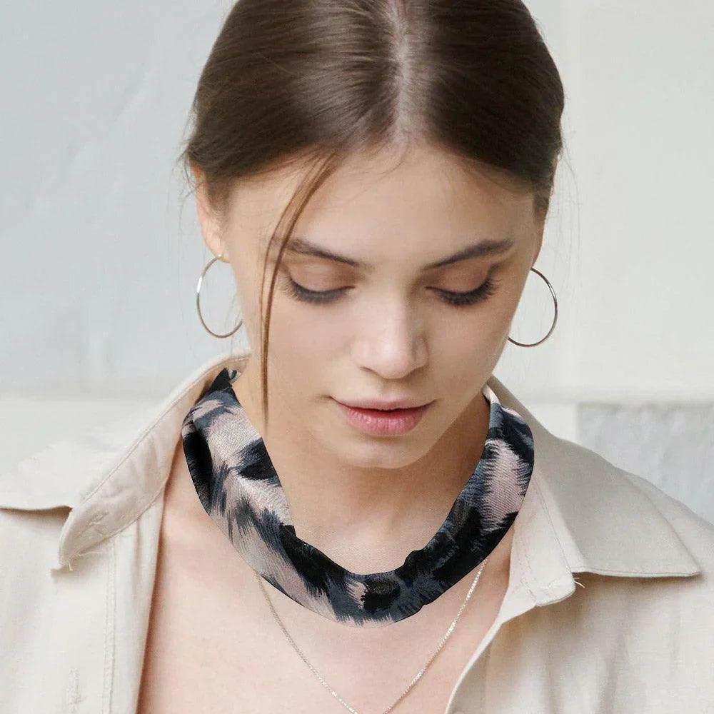 White Patterned Fabric Chiffon Necklace - Jewelry Store by Erik Rayo