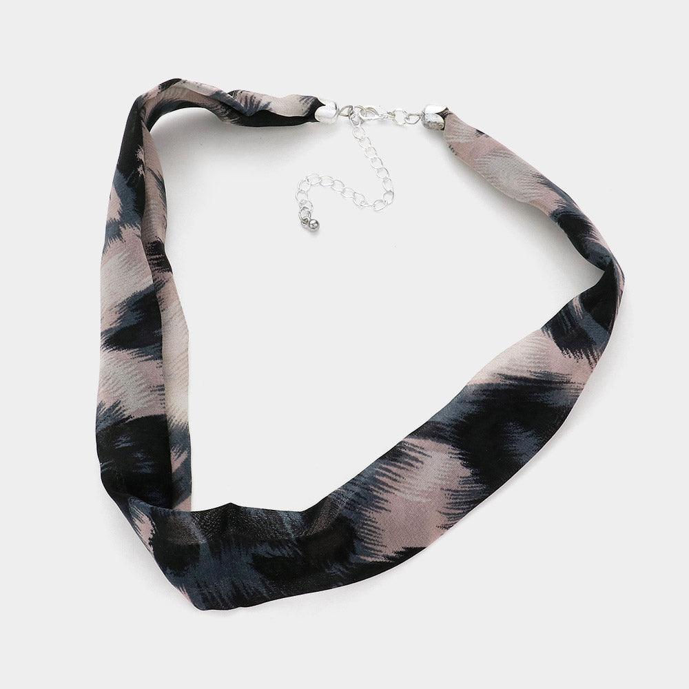 White Patterned Fabric Chiffon Necklace - Jewelry Store by Erik Rayo