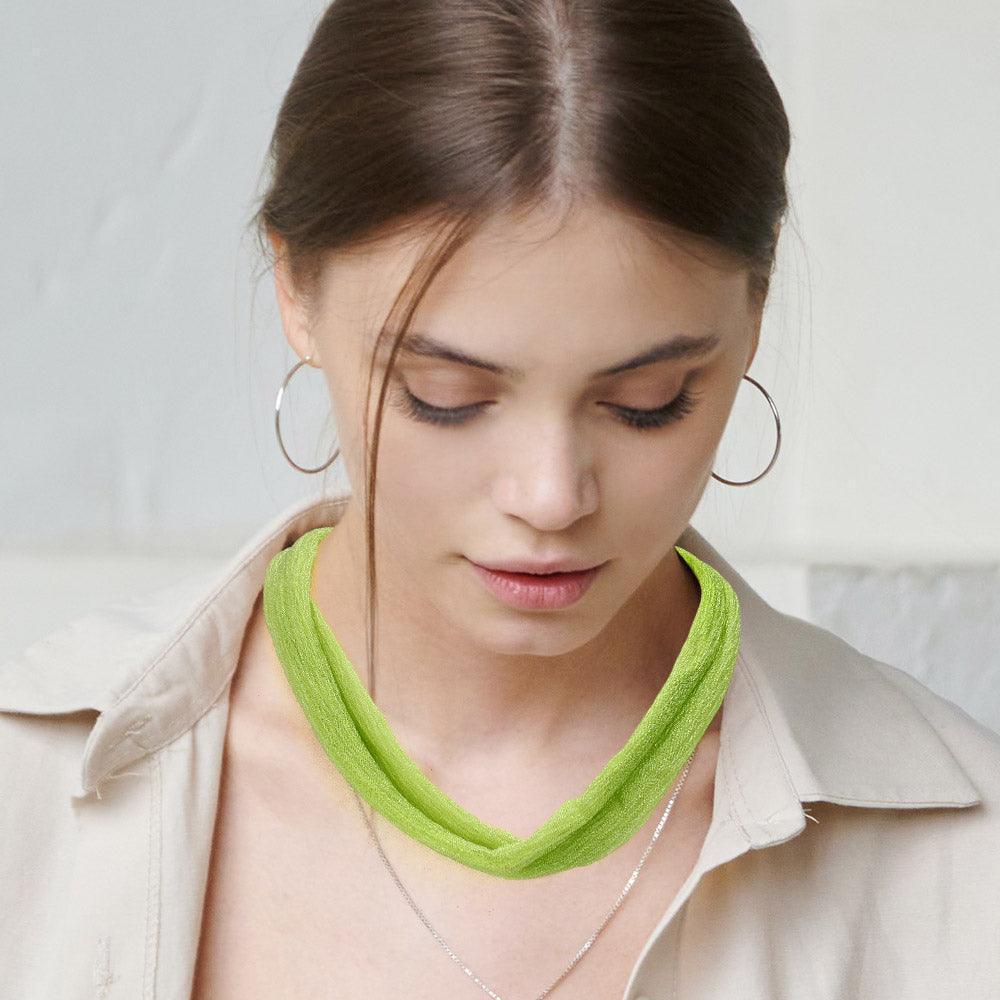Green Shiny Fabric Chiffon Scarf Necklace - Jewelry Store by Erik Rayo