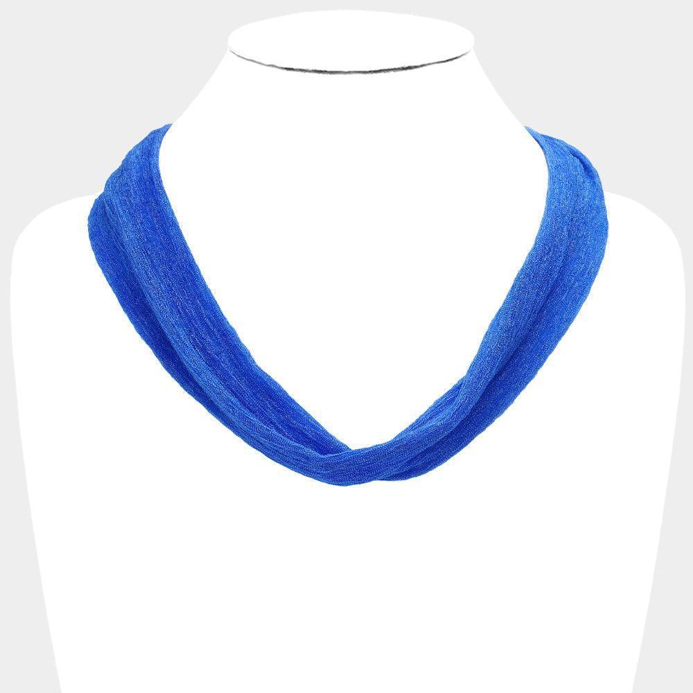 Blue Shiny Fabric Chiffon Scarf Necklace - Jewelry Store by Erik Rayo
