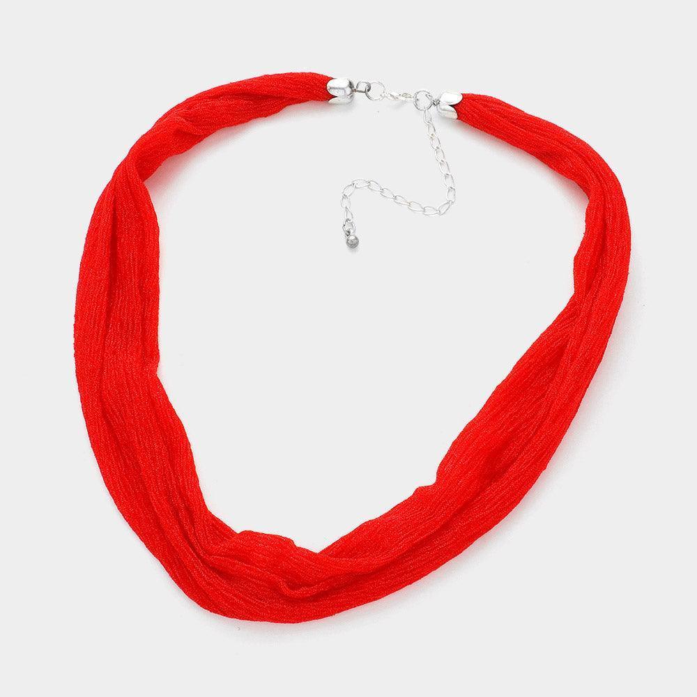 Red Shiny Fabric Chiffon Scarf Necklace - Jewelry Store by Erik Rayo