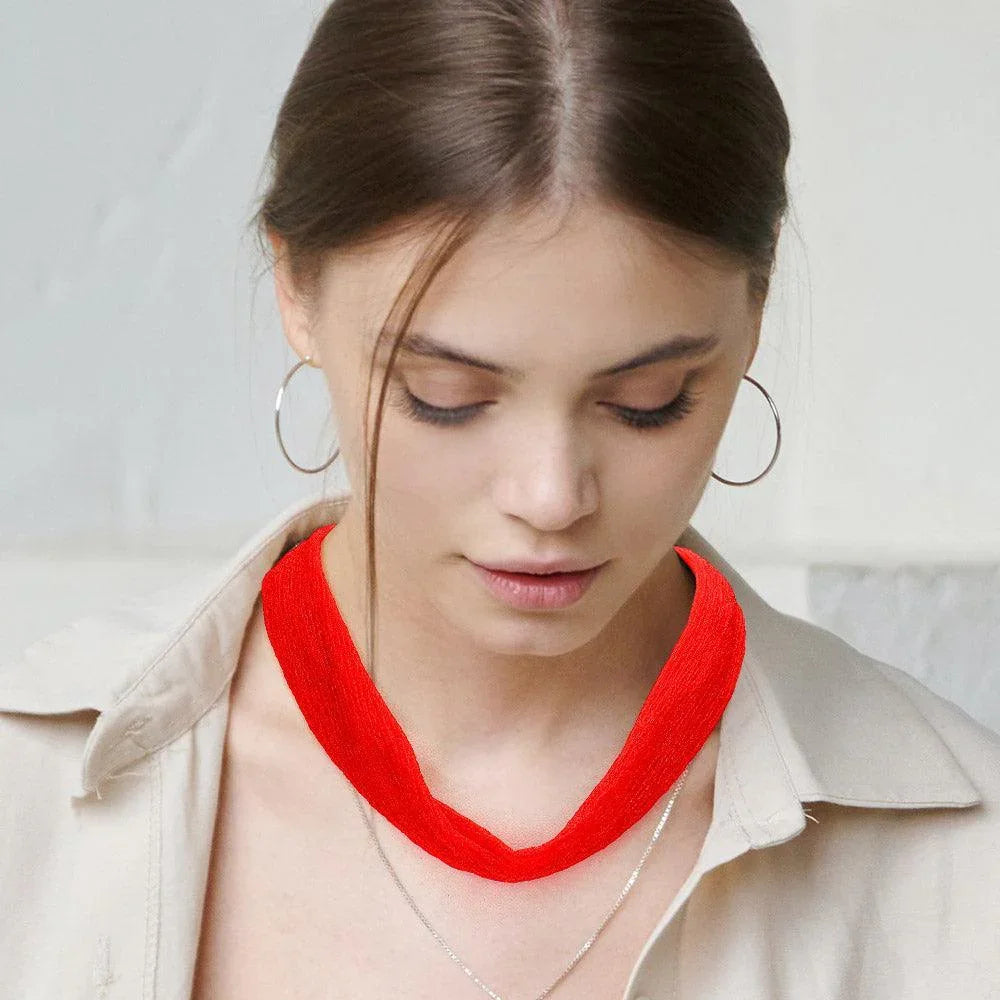 Red Shiny Fabric Chiffon Scarf Necklace - Jewelry Store by Erik Rayo