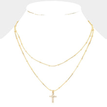 Load image into Gallery viewer, Gold Cross Pendant Double Layered Necklace
