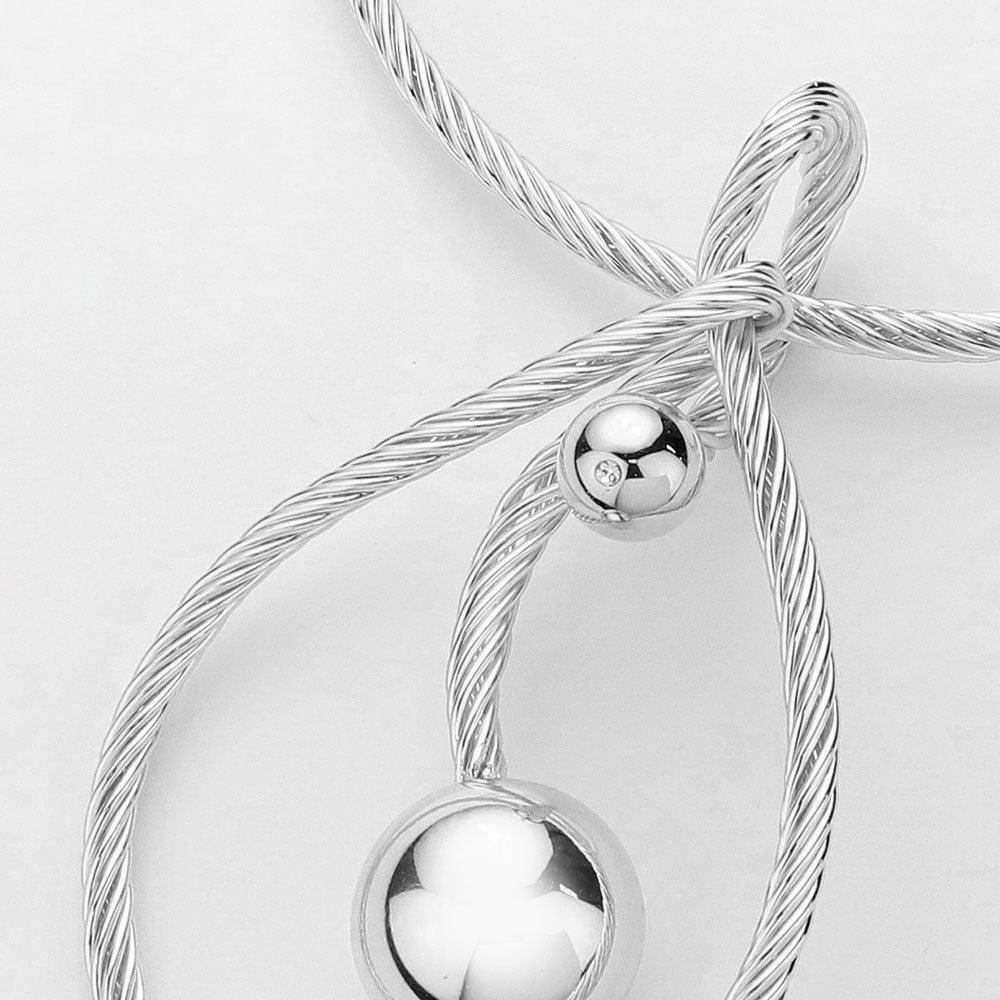 Textured Metal Abstract Barbell Stone Tip Statement Necklace - Jewelry Store by Erik Rayo