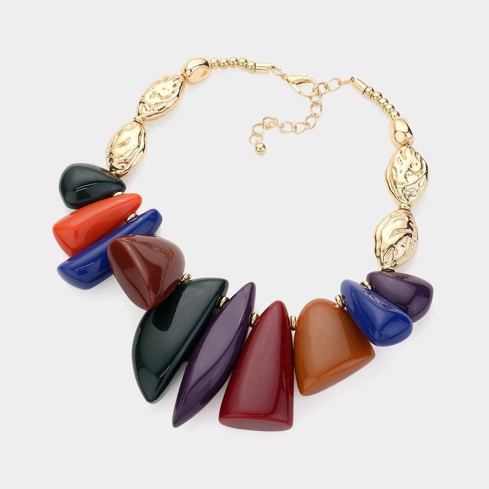 Abstract Shape Resin Stone Accented Statement Necklace - Jewelry Store by Erik Rayo