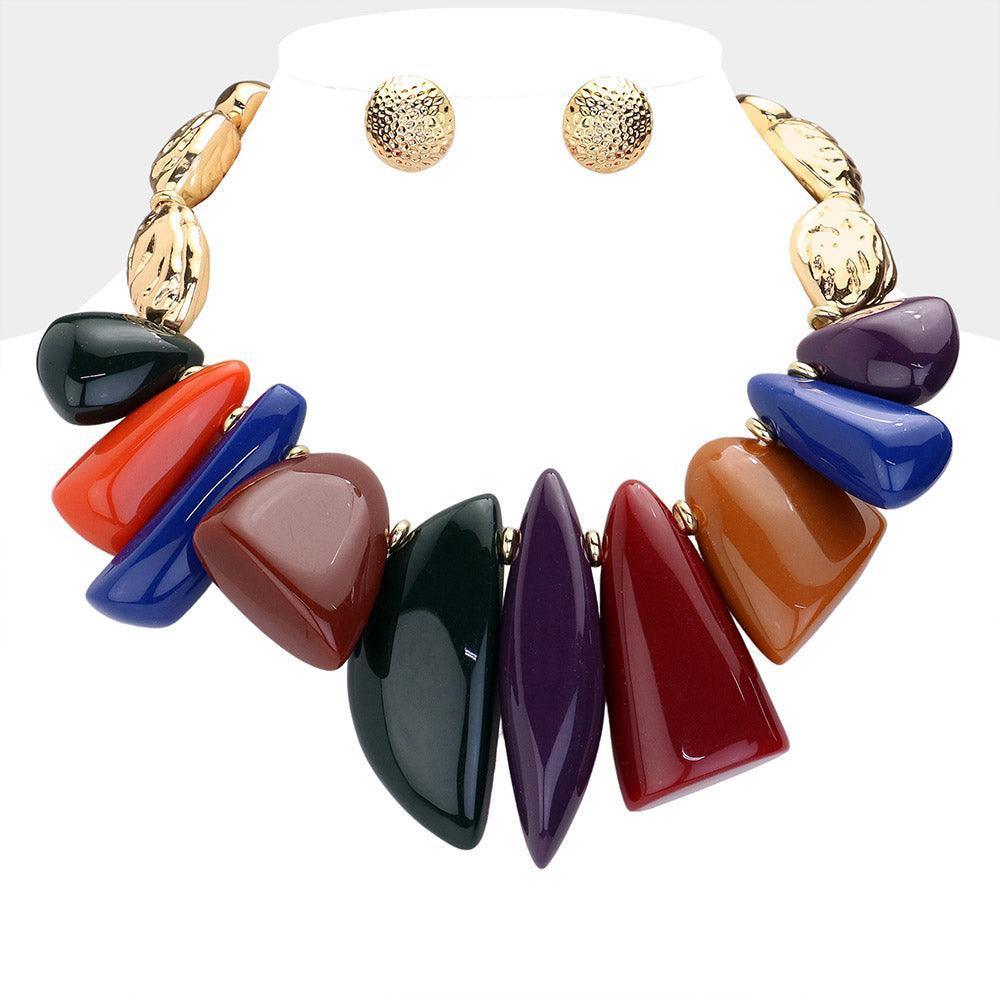 Abstract Shape Resin Stone Accented Statement Necklace - Jewelry Store by Erik Rayo