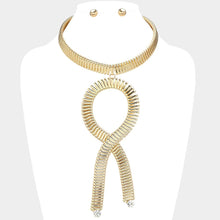 Load image into Gallery viewer, Gold Round Stone Pointed Metal Omega Chain Choker Statement Necklace
