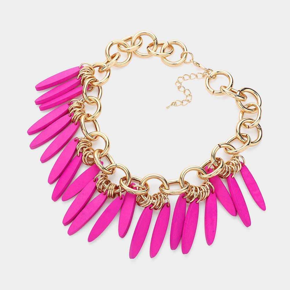 Red Boho Wood Bib Necklace - Jewelry Store by Erik Rayo