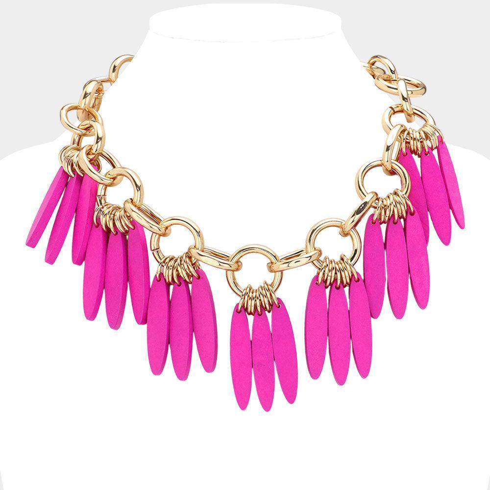 Red Boho Wood Bib Necklace - Jewelry Store by Erik Rayo