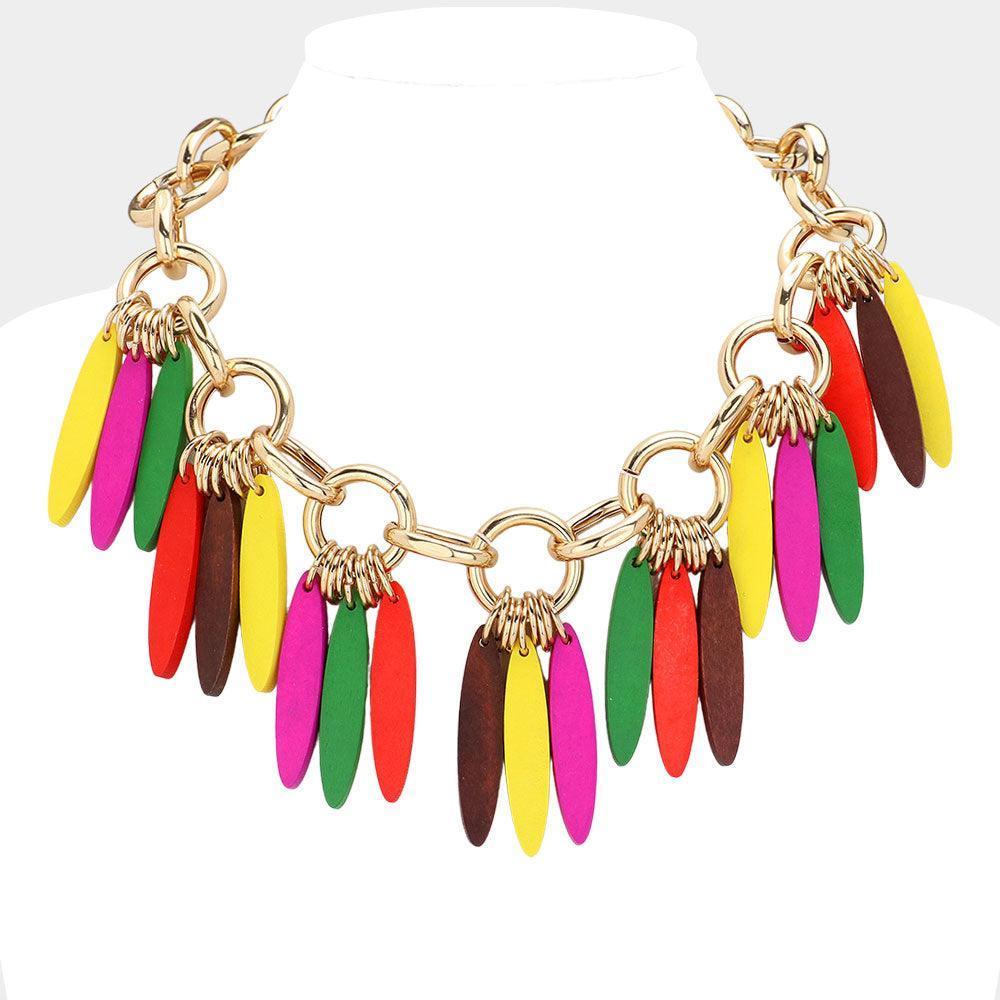 Gold Boho Wood Bib Necklace - Jewelry Store by Erik Rayo