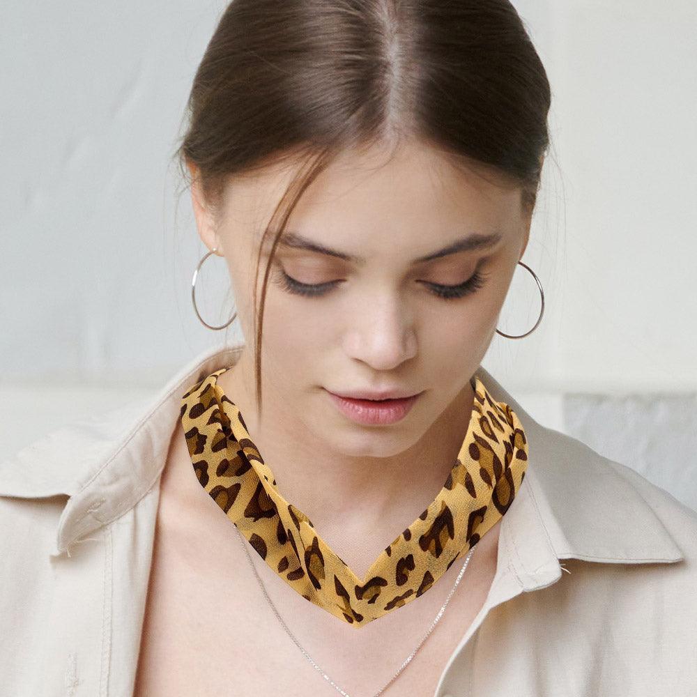 Brown Leopard Patterned Fabric Chiffon Necklace - Jewelry Store by Erik Rayo