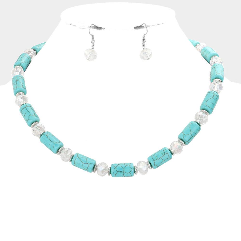 Turquoise Bead Accented Turquoise Necklace
