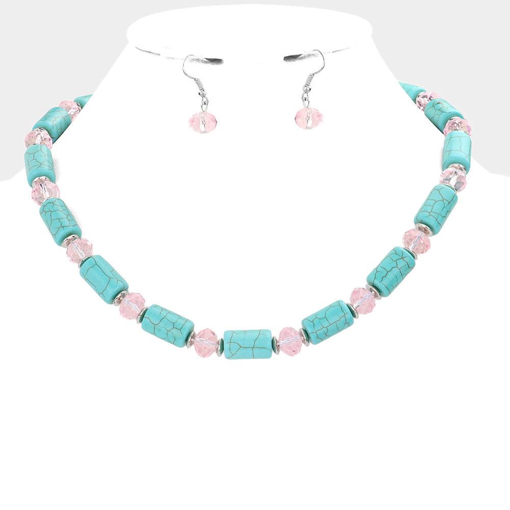 Turquoise Bead Accented Turquoise Necklace