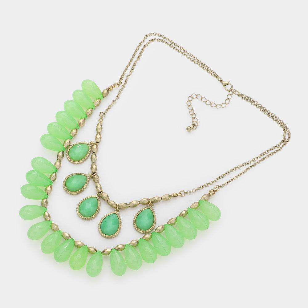 Mint Teardrop Resin Beaded Necklace - Jewelry Store by Erik Rayo