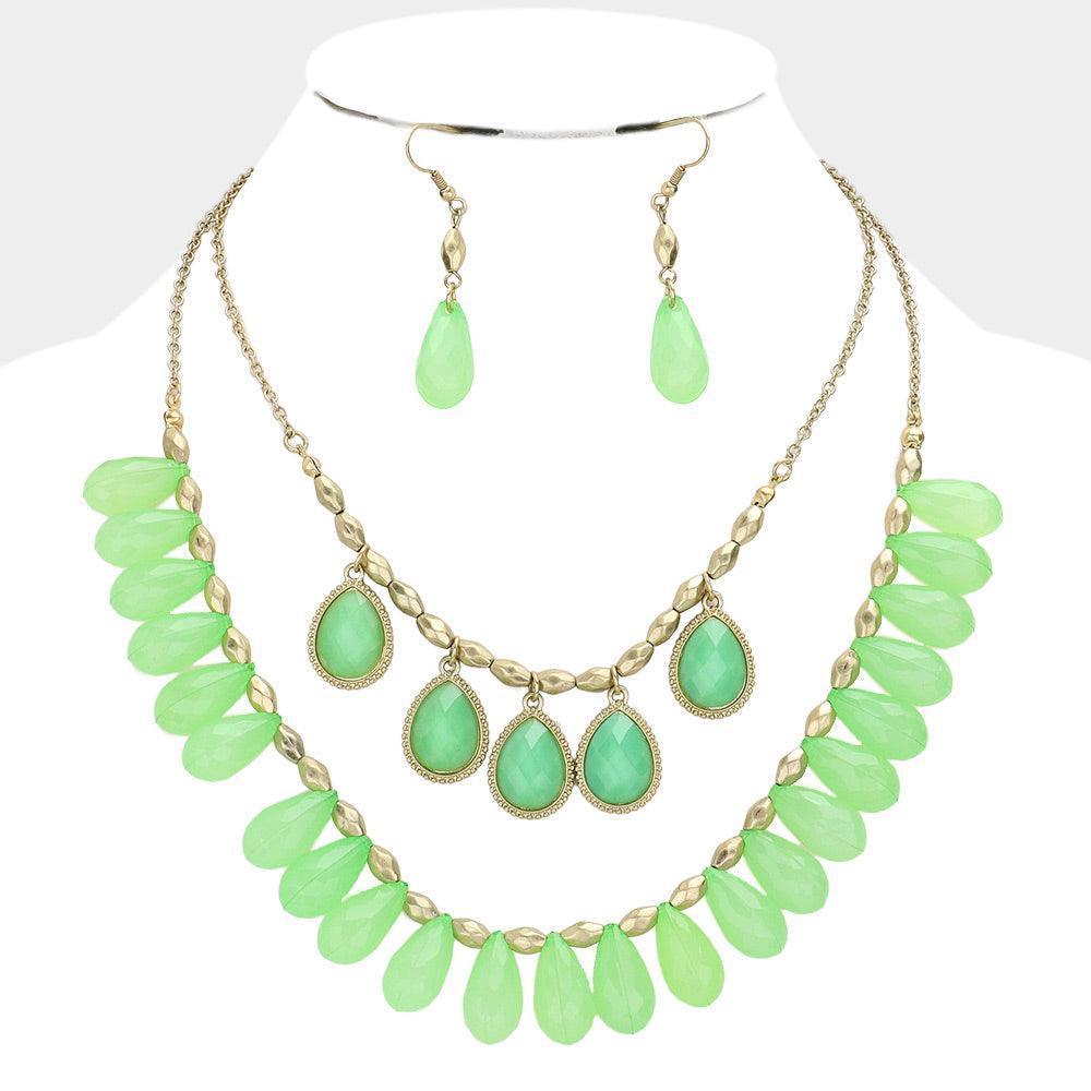 Mint Teardrop Resin Beaded Necklace - Jewelry Store by Erik Rayo