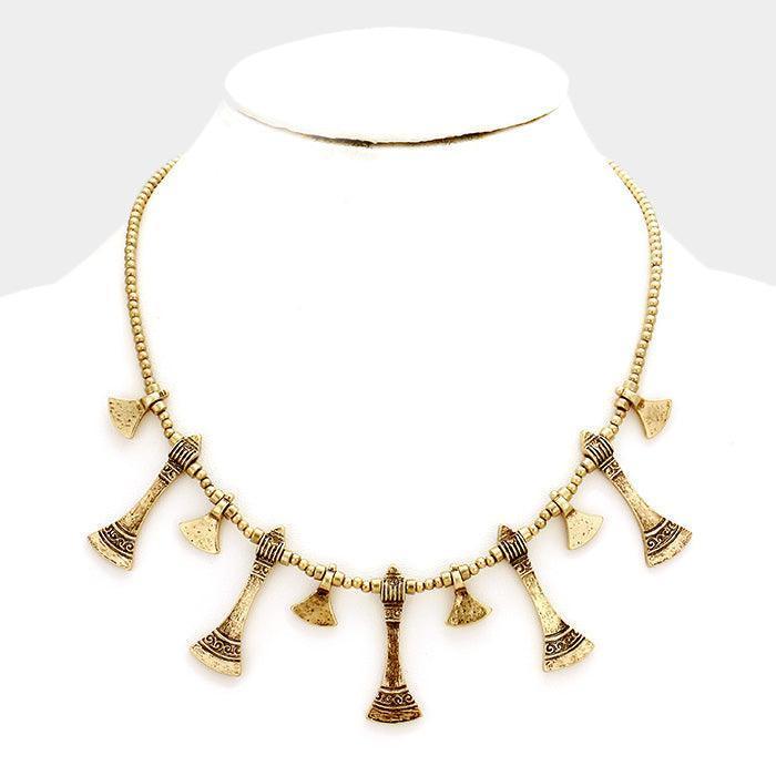 Gold Ancient Metal Charm Necklace - Jewelry Store by Erik Rayo