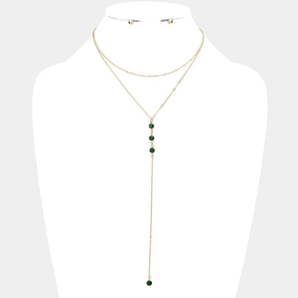 Dropped Round Stone Double Layered Y Necklace - Jewelry Store by Erik Rayo