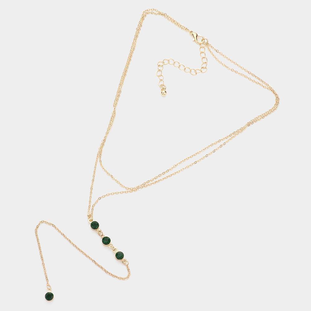 Dropped Round Stone Double Layered Y Necklace - Jewelry Store by Erik Rayo