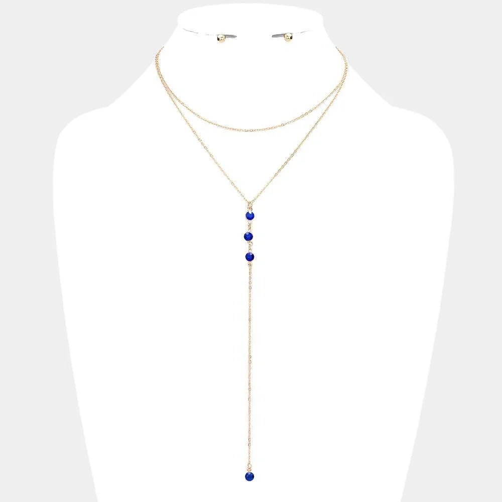 Dropped Round Stone Double Layered Y Necklace - Jewelry Store by Erik Rayo