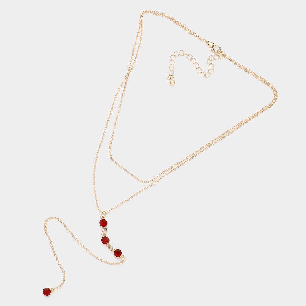 Dropped Round Stone Double Layered Y Necklace - Jewelry Store by Erik Rayo