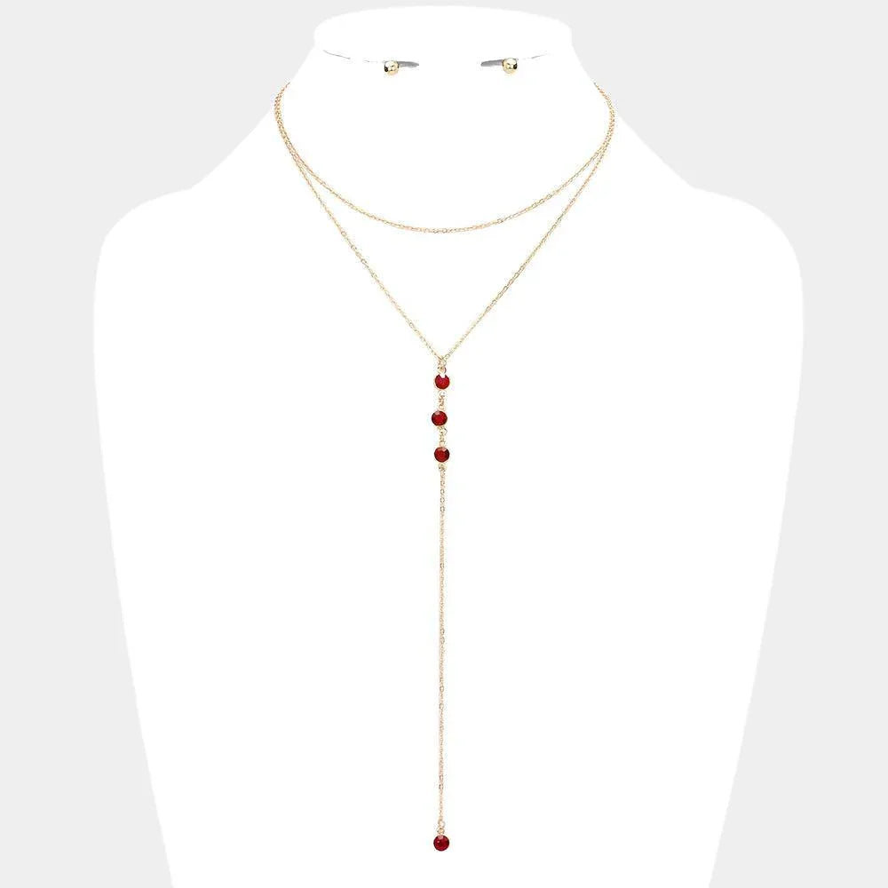 Dropped Round Stone Double Layered Y Necklace - Jewelry Store by Erik Rayo