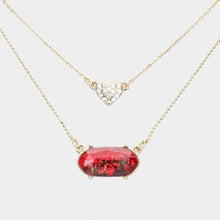 Load image into Gallery viewer, Red Heart Hexagon Bead Pendant Double Layered Necklace
