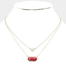Load image into Gallery viewer, Red Heart Hexagon Bead Pendant Double Layered Necklace
