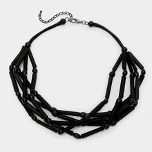 Load image into Gallery viewer, Black Multi-tier faux leather tube strand necklace
