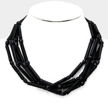 Load image into Gallery viewer, Black Multi-tier faux leather tube strand necklace
