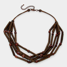 Load image into Gallery viewer, Brown Multi-tier faux leather tube strand necklace
