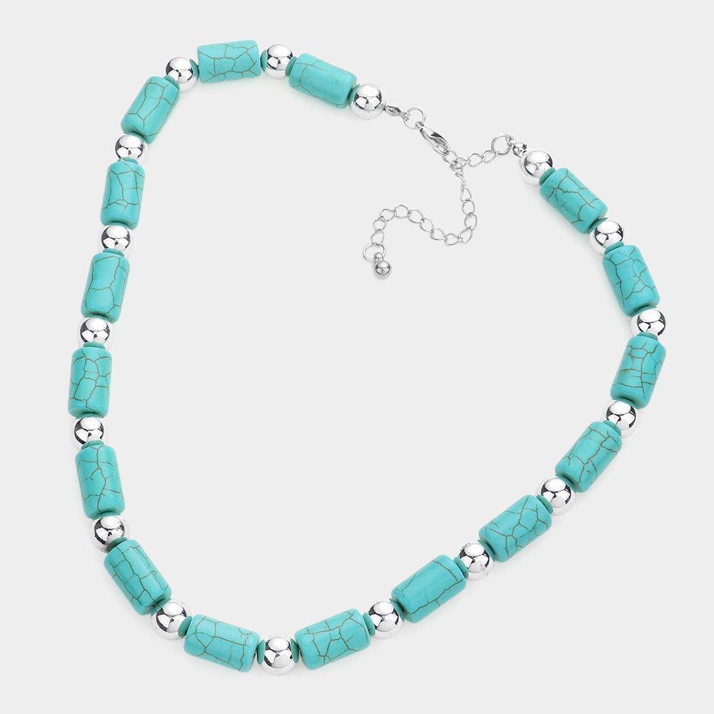 Turquoise Metal Ball Accented Turquoise Necklace - Jewelry Store by Erik Rayo