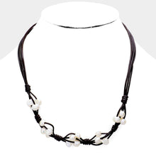 Load image into Gallery viewer, Brown Freshwater Pearl Faux Leather Necklace
