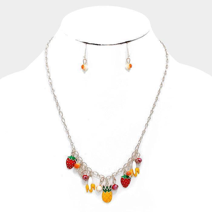 banana & pineapple tropical fruit charm necklace - Jewelry Store by Erik Rayo