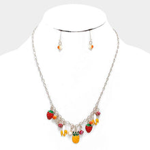 Load image into Gallery viewer, banana &amp; pineapple tropical fruit charm necklace
