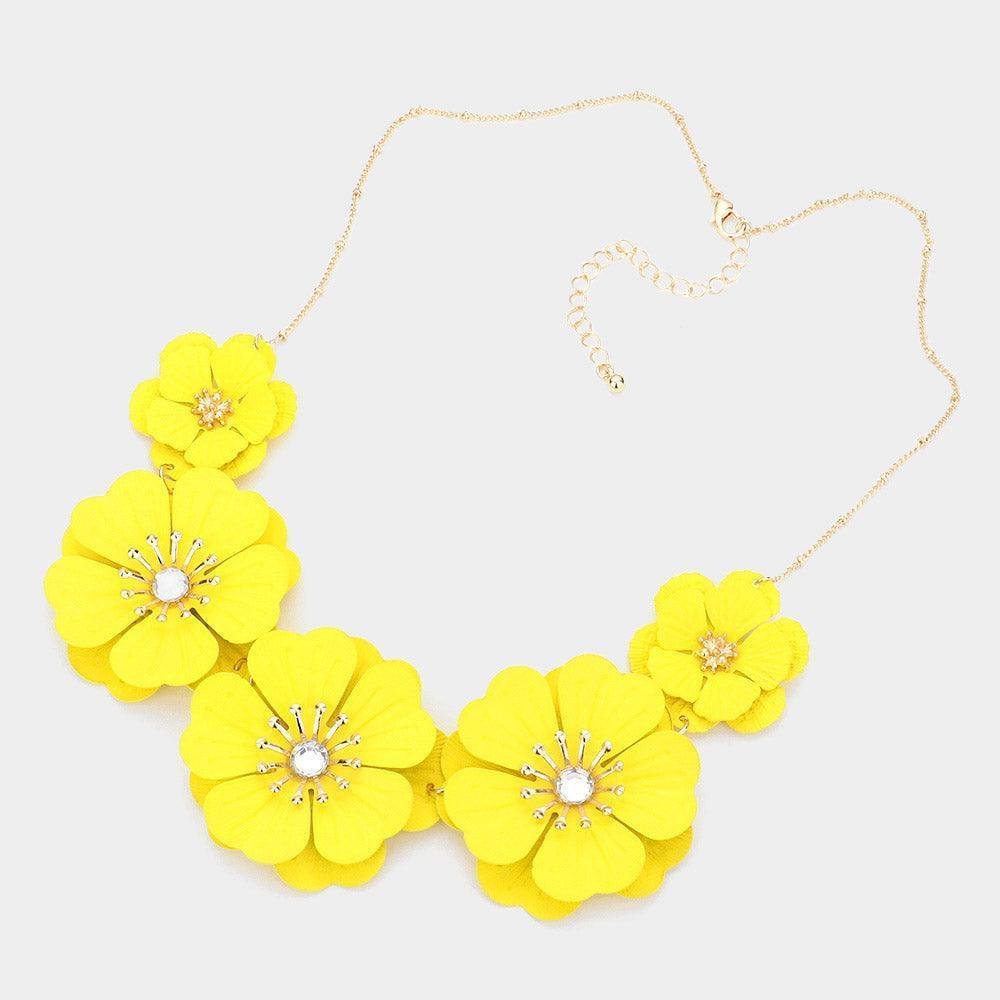 Yellow Bloom Flower Link Necklace - Jewelry Store by Erik Rayo