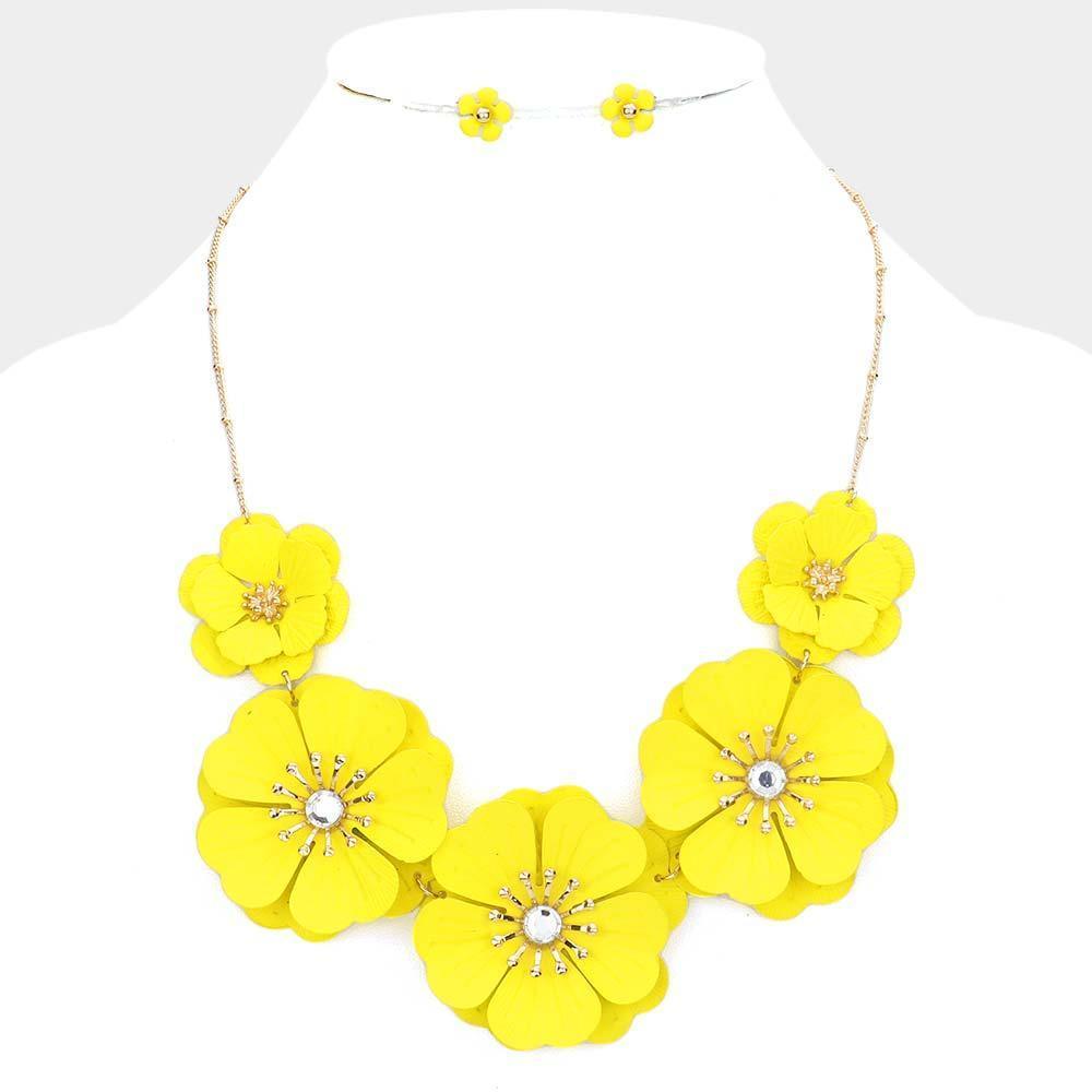 Yellow Bloom Flower Link Necklace - Jewelry Store by Erik Rayo