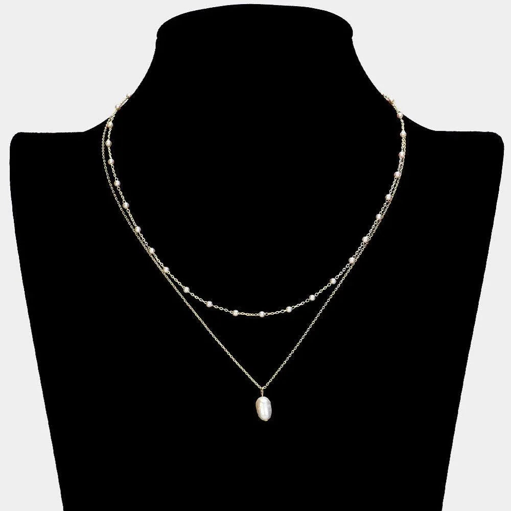 Cream Pearl Strand Layered Pearl Pendant Necklace - Jewelry Store by Erik Rayo
