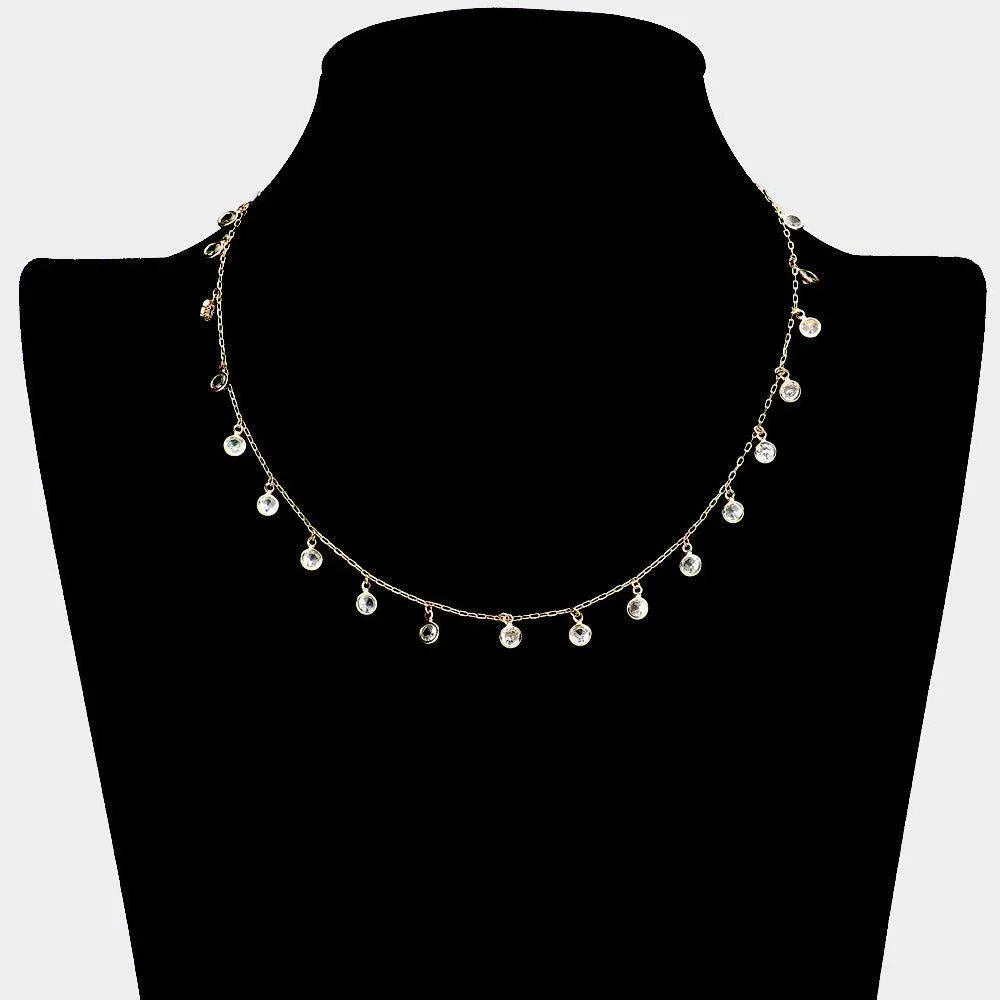 Clear Stone Pendant Charm Station Necklace - Jewelry Store by Erik Rayo