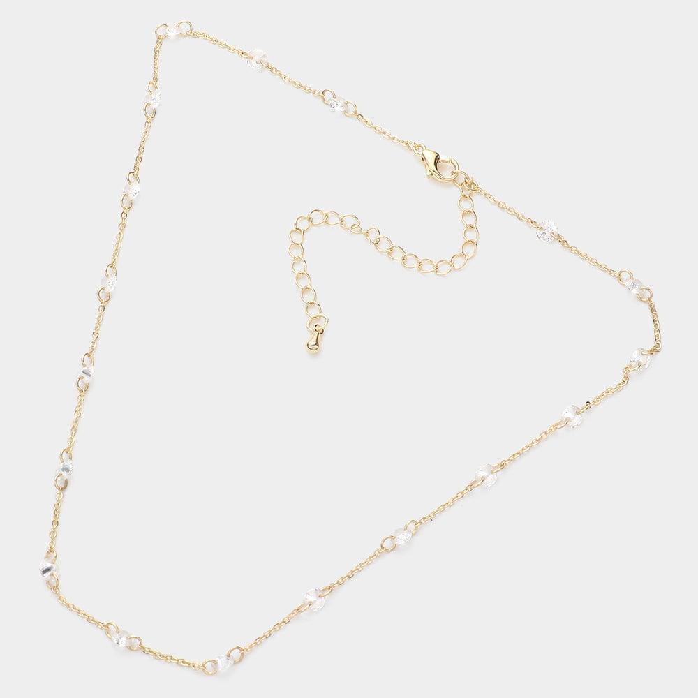 Gold Clear Stone Link Necklace - Jewelry Store by Erik Rayo