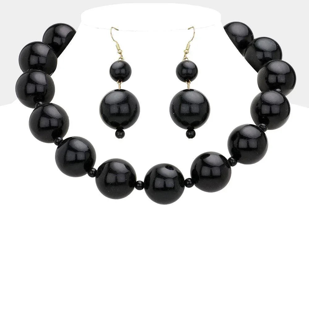 Black Chunky Pearl Beaded Necklace - Jewelry Store by Erik Rayo
