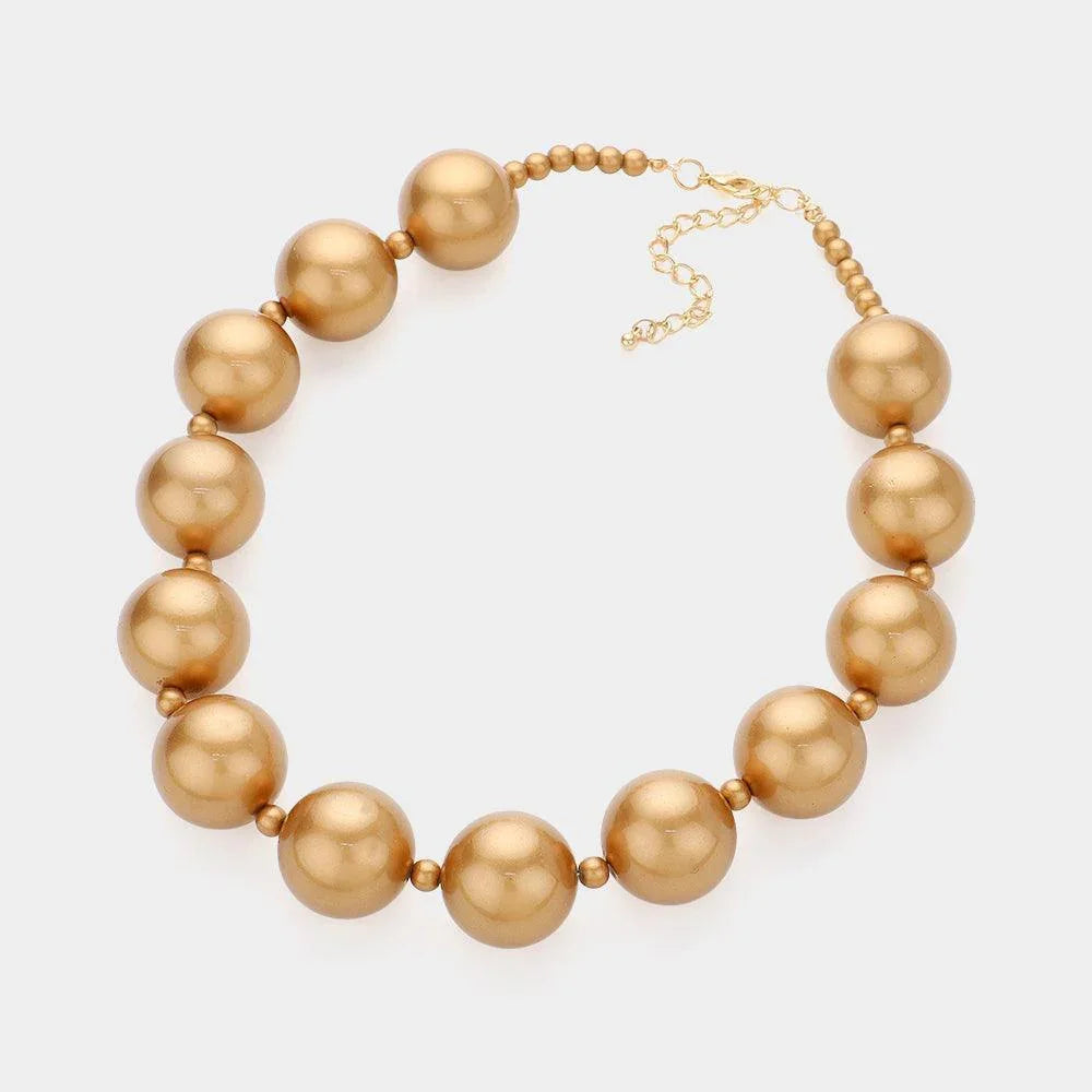 Gold Chunky Pearl Beaded Necklace - Jewelry Store by Erik Rayo