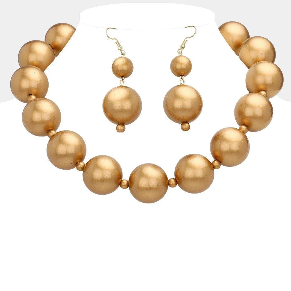 Gold Chunky Pearl Beaded Necklace - Jewelry Store by Erik Rayo