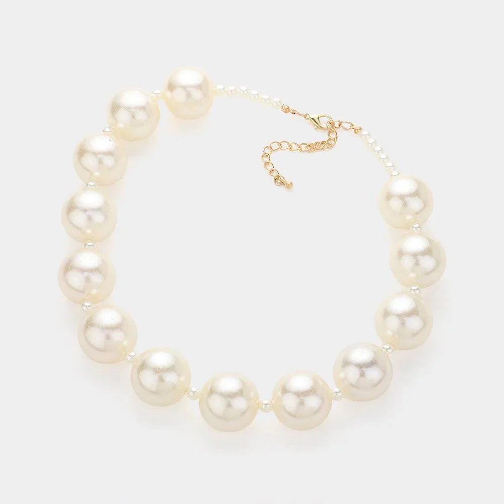 Ivory Chunky Pearl Beaded Necklace - Jewelry Store by Erik Rayo