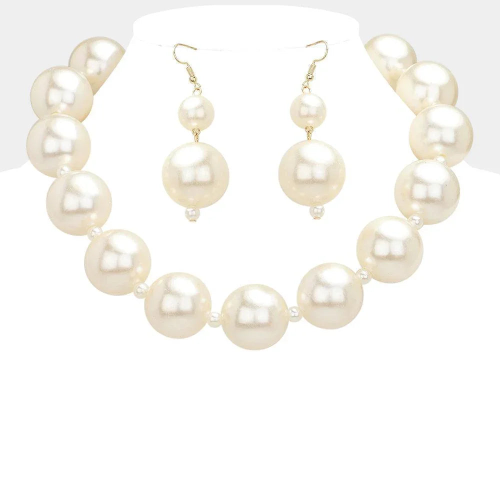 Ivory Chunky Pearl Beaded Necklace - Jewelry Store by Erik Rayo