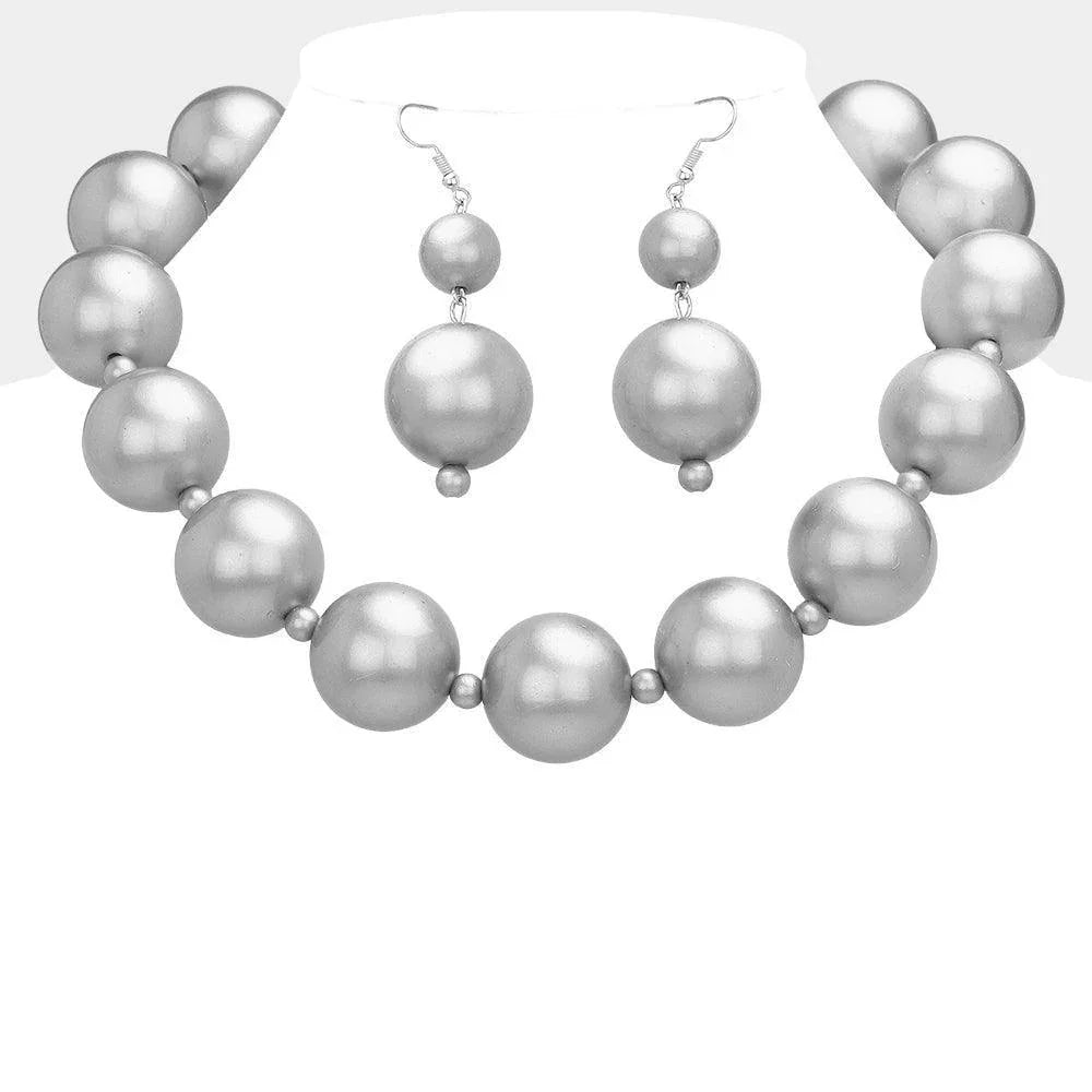 Silver Chunky Pearl Beaded Necklace - Jewelry Store by Erik Rayo