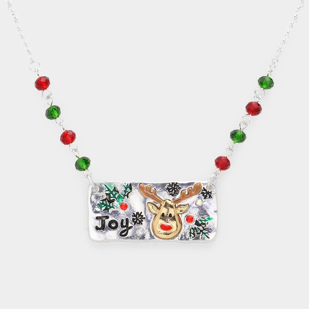 Joy Message Christmas Rudolph Pendant Necklace - Jewelry Store by Erik Rayo