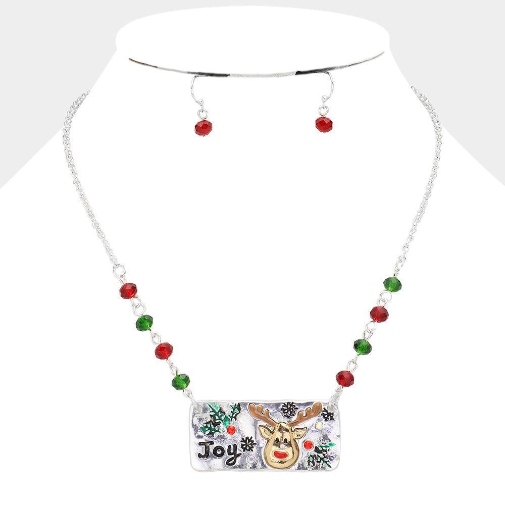 Joy Message Christmas Rudolph Pendant Necklace - Jewelry Store by Erik Rayo