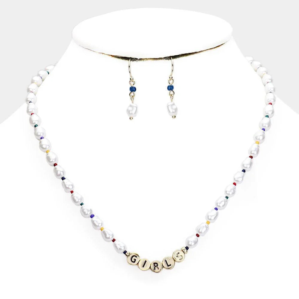 Gold Pearl Colorful Bead Girls Necklace - Jewelry Store by Erik Rayo