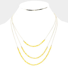 Load image into Gallery viewer, Yellow Faceted Beaded Triple Layered Bib Necklace
